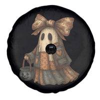 Halloween Vintage Denim Patchwork Spooky Ghost Coquette Spare Tire Cover - Wonder Print Shop