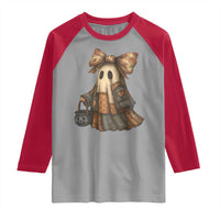 Halloween Vintage Denim Patchwork Spooky Ghost Coquette Raglan Shirt - Wonder Print Shop