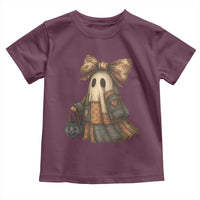 Halloween Vintage Denim Patchwork Spooky Ghost Coquette Toddler T Shirt - Wonder Print Shop