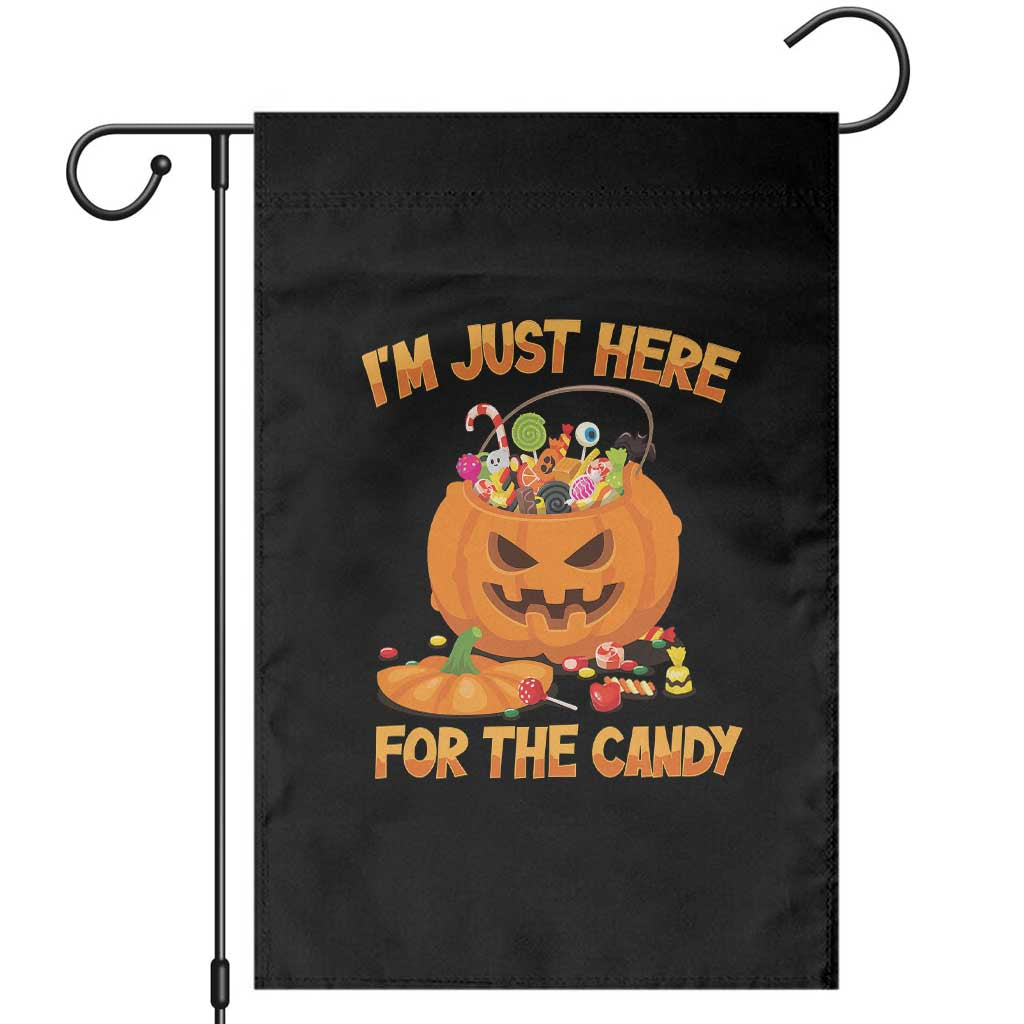 Funny Halloween Garden Flag I'm Just here For The Candy Pumpkin Candy Trick Or Treat - Wonder Print Shop