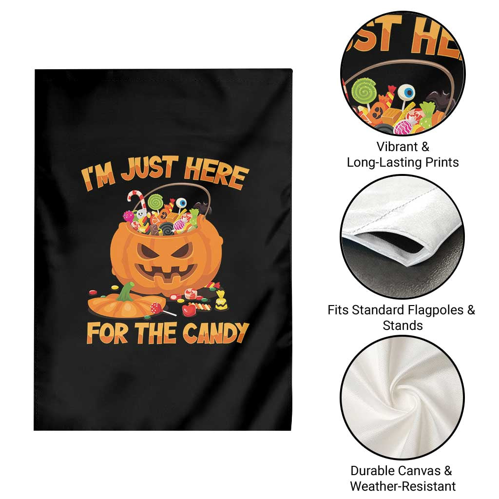 Funny Halloween Garden Flag I'm Just here For The Candy Pumpkin Candy Trick Or Treat - Wonder Print Shop