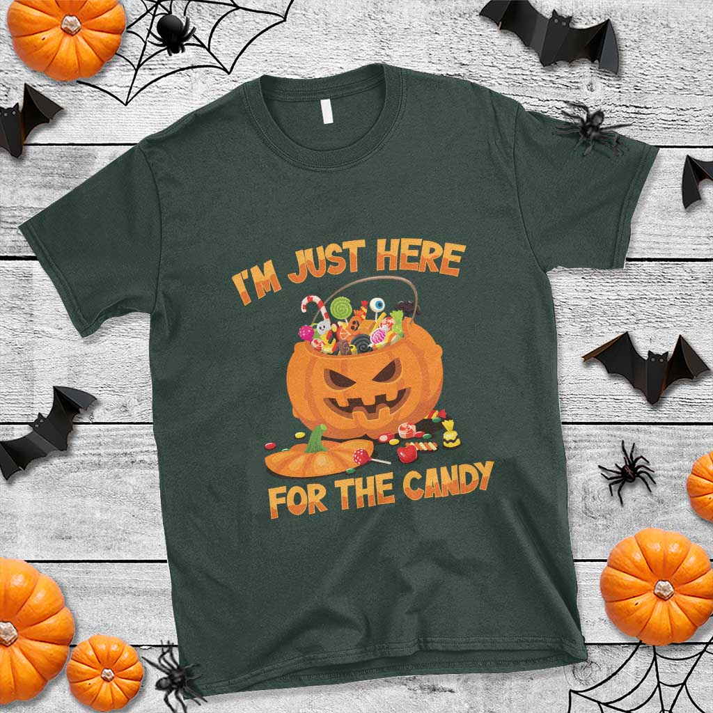Funny Halloween T Shirt I'm Just here For The Candy Pumpkin Candy Trick Or Treat - Wonder Print Shop