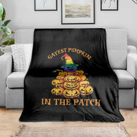 Funny Halloween LGBT Throw Blanket Gayest Pumpkin In The Patch Rainbow Flag - Wonder Print Shop