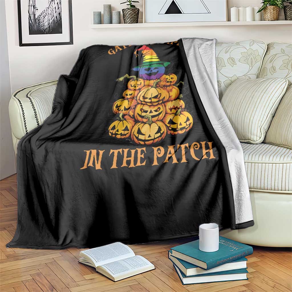 Funny Halloween LGBT Throw Blanket Gayest Pumpkin In The Patch Rainbow Flag - Wonder Print Shop