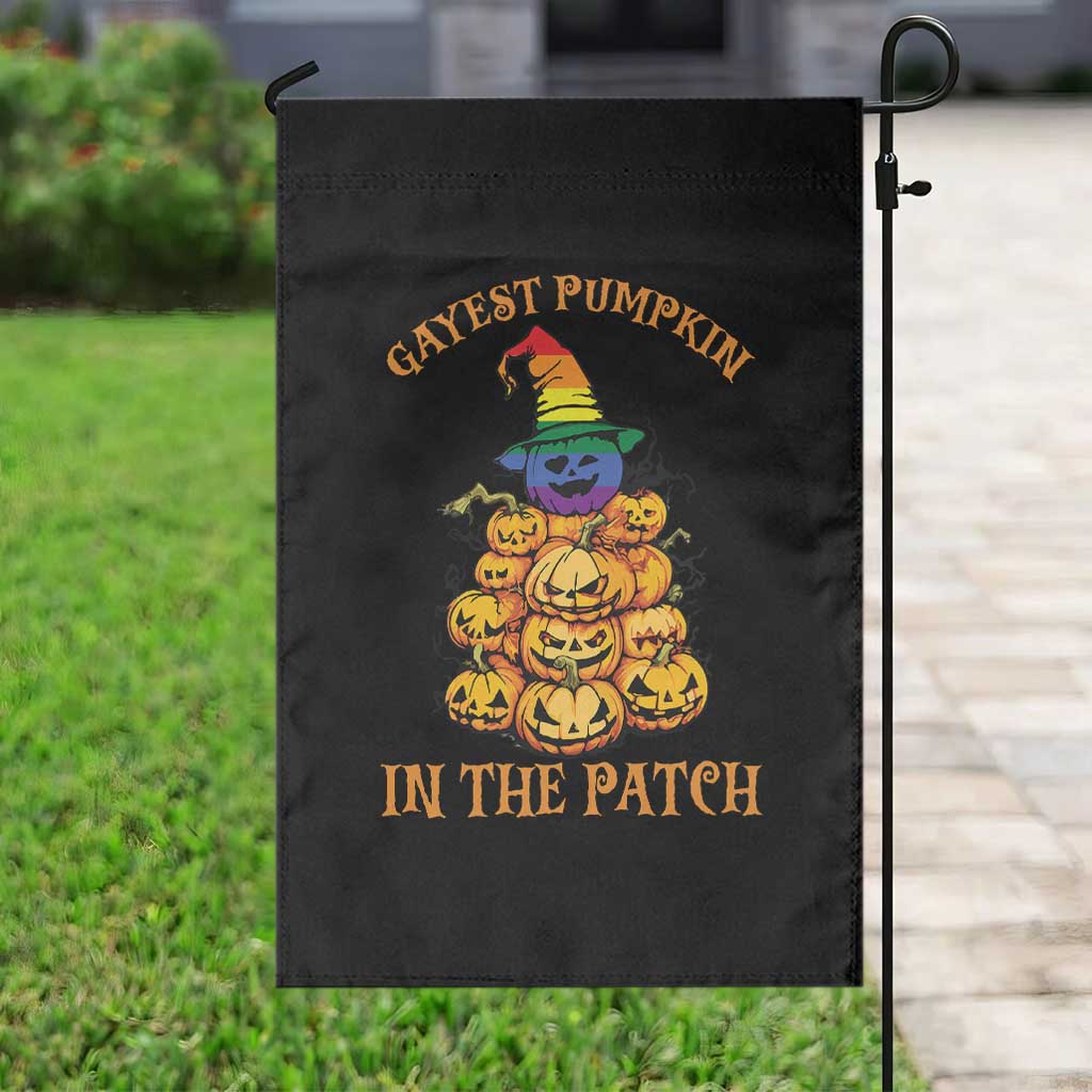 Funny Halloween LGBT Garden Flag Gayest Pumpkin In The Patch Rainbow Flag - Wonder Print Shop
