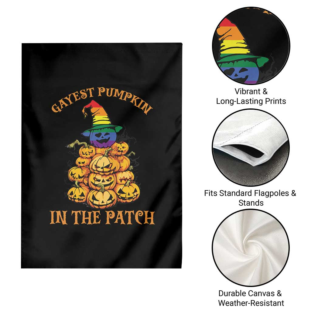 Funny Halloween LGBT Garden Flag Gayest Pumpkin In The Patch Rainbow Flag - Wonder Print Shop