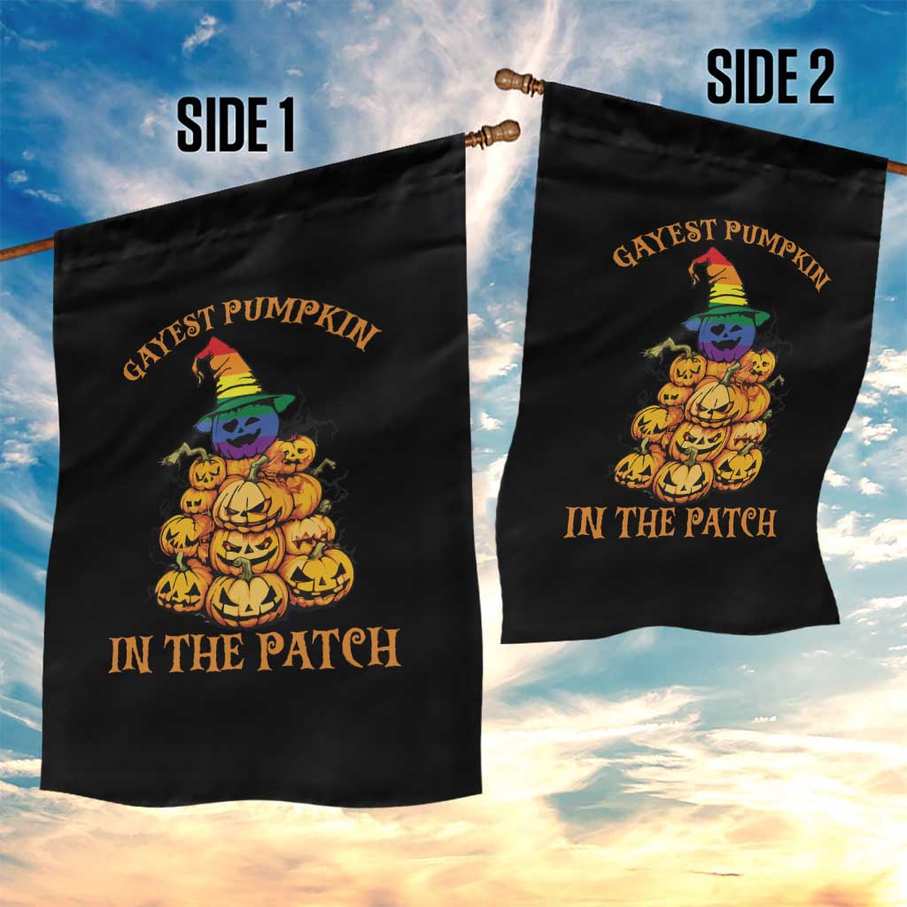 Funny Halloween LGBT Garden Flag Gayest Pumpkin In The Patch Rainbow Flag - Wonder Print Shop