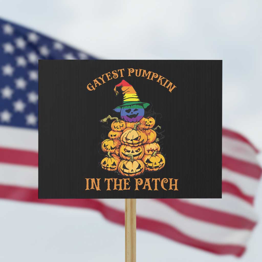Funny Halloween LGBT Protest Sign Gayest Pumpkin In The Patch Rainbow Flag - Wonder Print Shop