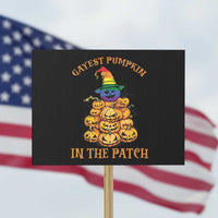 Funny Halloween LGBT Protest Sign Gayest Pumpkin In The Patch Rainbow Flag - Wonder Print Shop