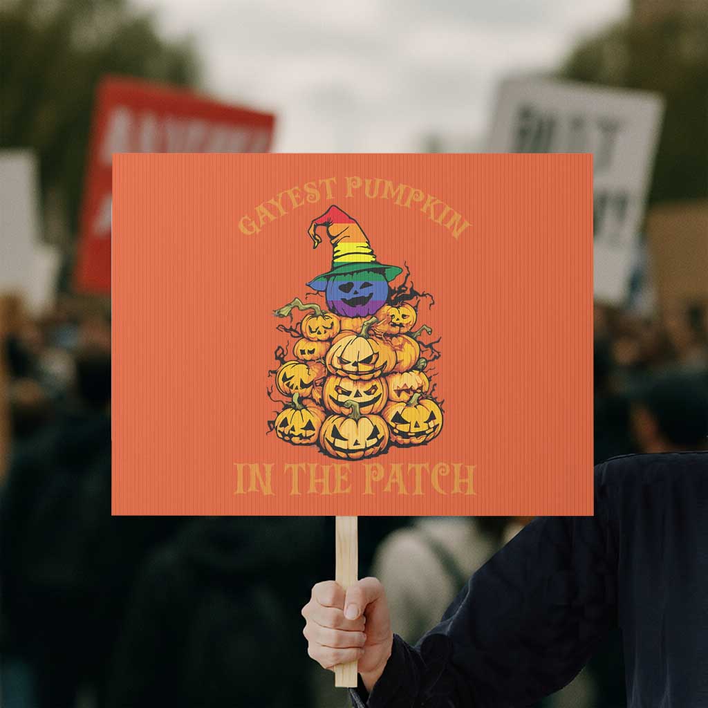 Funny Halloween LGBT Protest Sign Gayest Pumpkin In The Patch Rainbow Flag - Wonder Print Shop