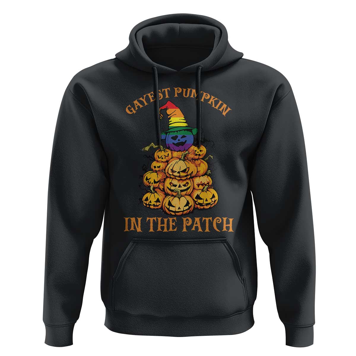 Funny Halloween LGBT Hoodie Gayest Pumpkin In The Patch Rainbow Flag