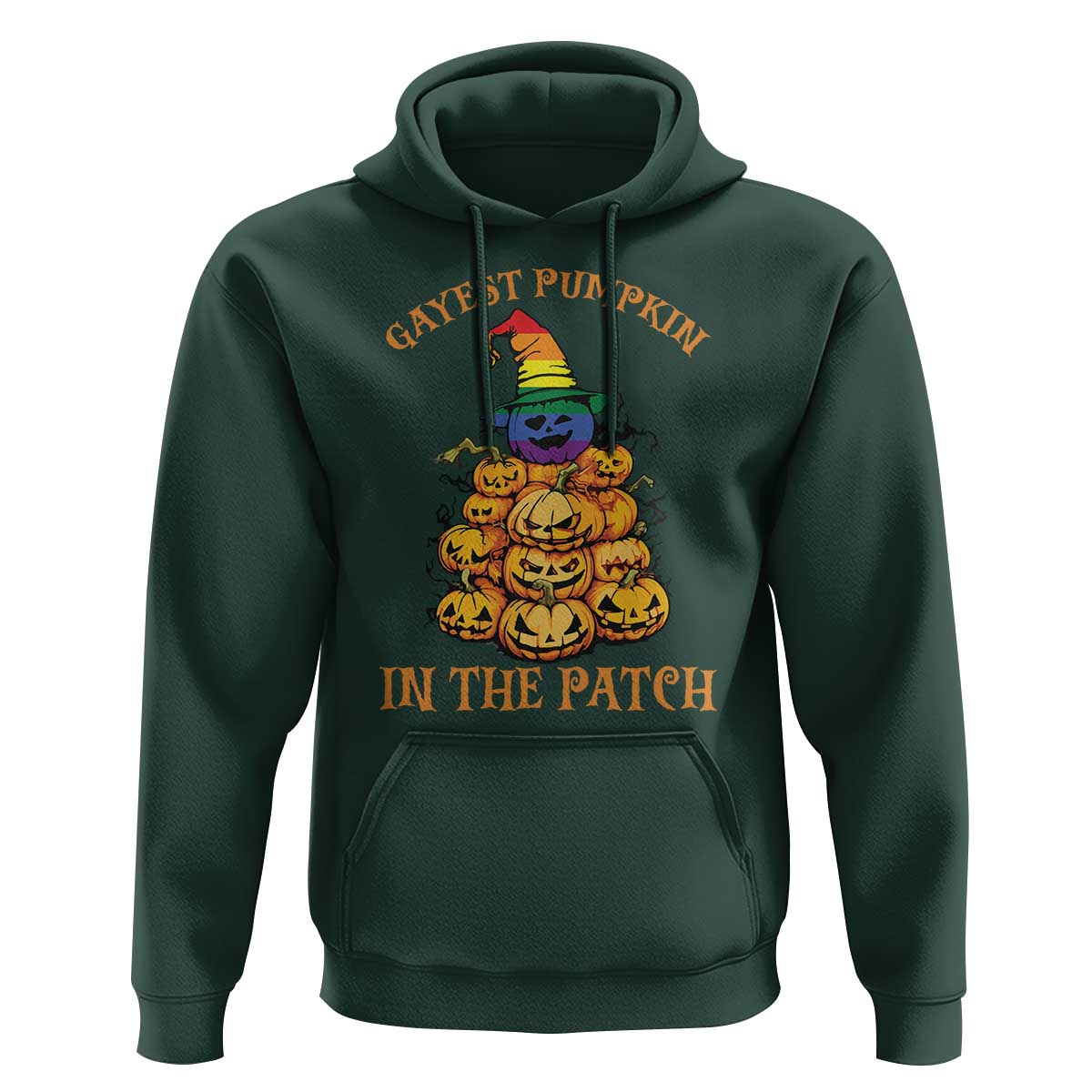 Funny Halloween LGBT Hoodie Gayest Pumpkin In The Patch Rainbow Flag