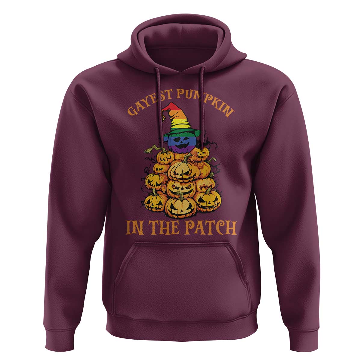 Funny Halloween LGBT Hoodie Gayest Pumpkin In The Patch Rainbow Flag