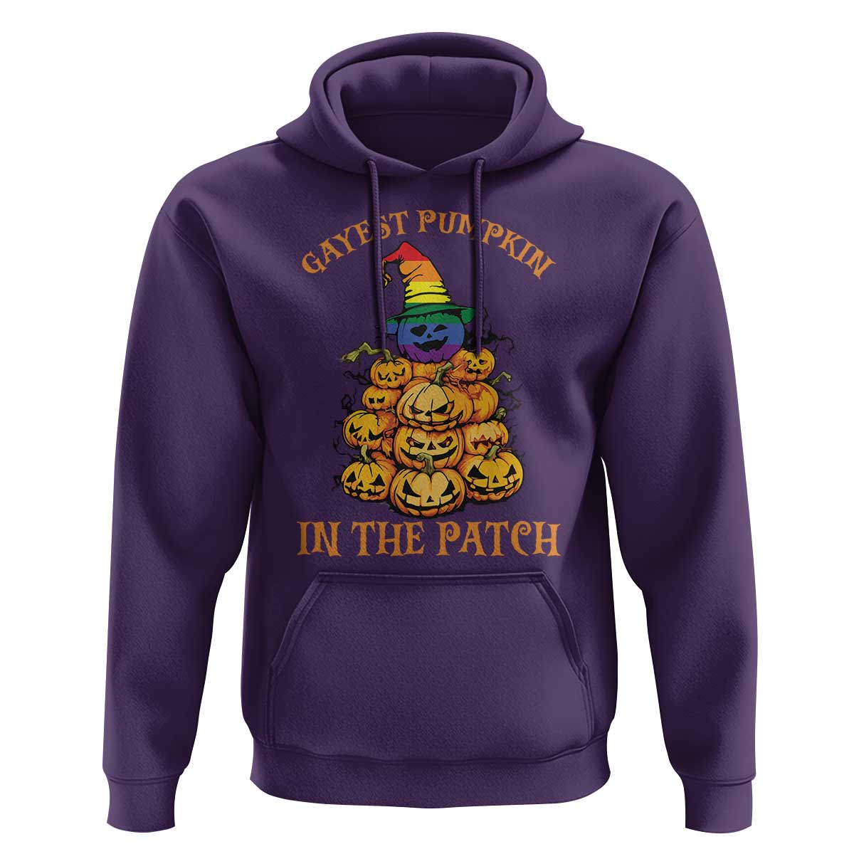 Funny Halloween LGBT Hoodie Gayest Pumpkin In The Patch Rainbow Flag