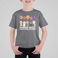 Funny Harris Walz Supporter T Shirt For Kid Unity Over Division Cat Paw American Flag Human Rights Feminism Equal Rights - Wonder Print Shop