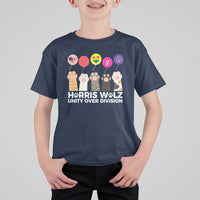 Funny Harris Walz Supporter T Shirt For Kid Unity Over Division Cat Paw American Flag Human Rights Feminism Equal Rights - Wonder Print Shop