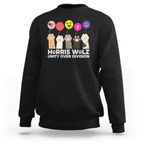 Funny Harris Walz Supporter Sweatshirt Unity Over Division Cat Paw American Flag Human Rights Feminism Equal Rights - Wonder Print Shop