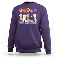 Funny Harris Walz Supporter Sweatshirt Unity Over Division Cat Paw American Flag Human Rights Feminism Equal Rights - Wonder Print Shop