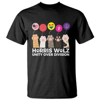 Funny Harris Walz Supporter T Shirt Unity Over Division Cat Paw American Flag Human Rights Feminism Equal Rights - Wonder Print Shop