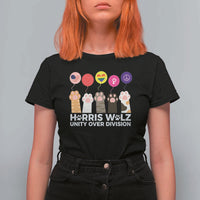 Funny Harris Walz Supporter T Shirt For Women Unity Over Division Cat Paw American Flag Human Rights Feminism Equal Rights - Wonder Print Shop