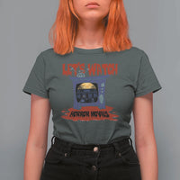 Funny Halloween T Shirt For Women Let's Watch Horror Movies Televison Murderer Blood Skull - Wonder Print Shop