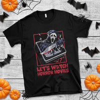 Funny Halloween T Shirt Let's Watch Horror Movies Ghost Broken Televison Knife - Wonder Print Shop
