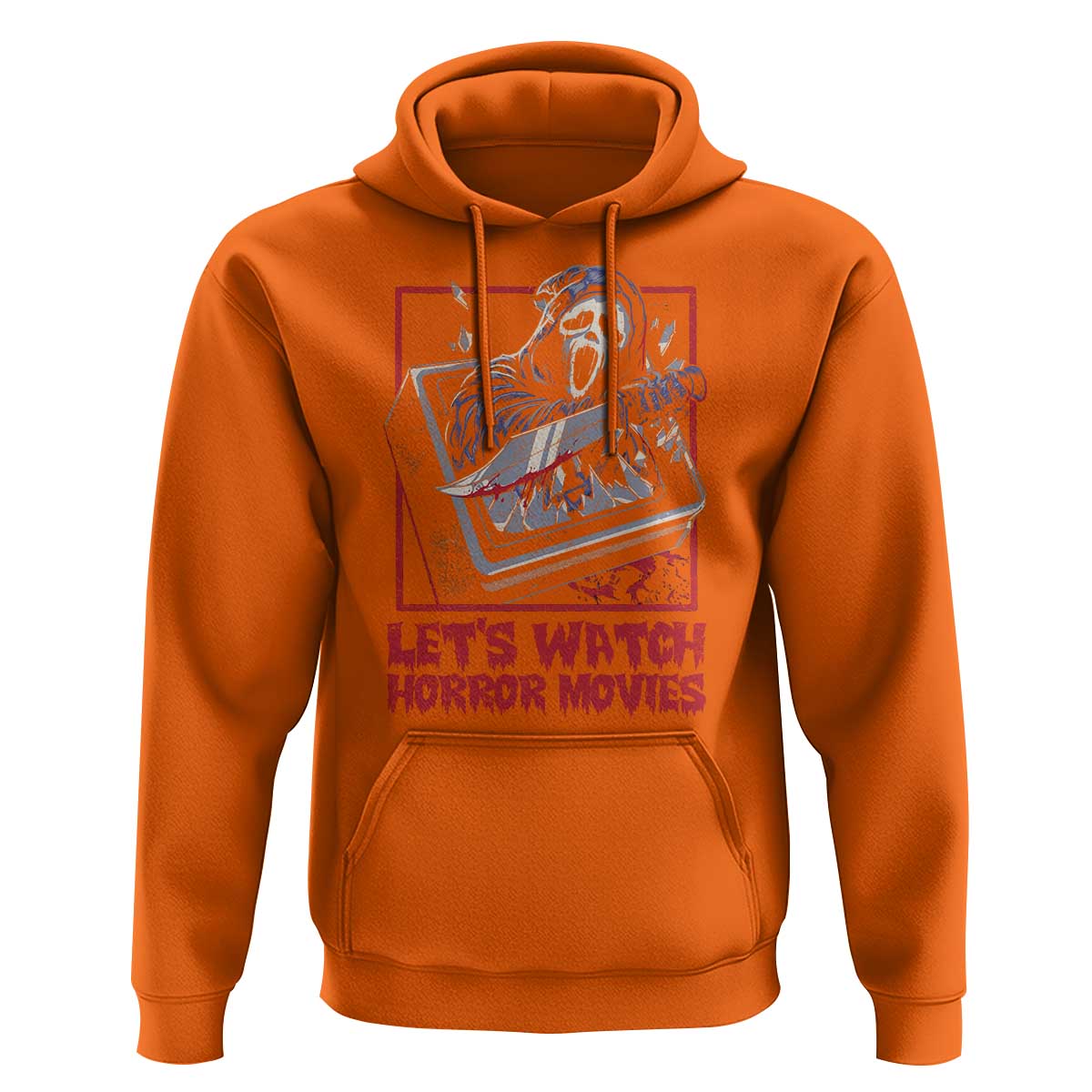 Funny Halloween Hoodie Let's Watch Horror Movies Ghost Broken Televison Knife - Wonder Print Shop
