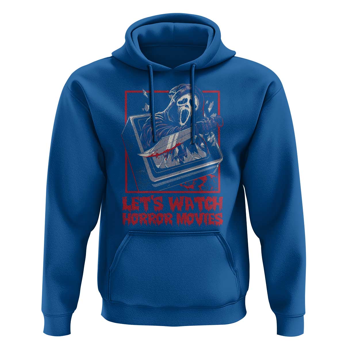 Funny Halloween Hoodie Let's Watch Horror Movies Ghost Broken Televison Knife - Wonder Print Shop