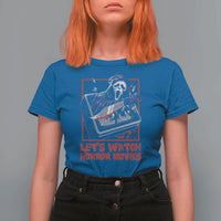 Funny Halloween T Shirt For Women Let's Watch Horror Movies Ghost Broken Televison Knife - Wonder Print Shop