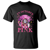 Breast Cancer Awareness T Shirt In October We Wear Pink Halloween Butterfly Bat Murderer - Wonder Print Shop