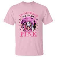 Breast Cancer Awareness T Shirt In October We Wear Pink Halloween Butterfly Bat Murderer - Wonder Print Shop
