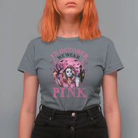 Breast Cancer Awareness T Shirt For Women In October We Wear Pink Halloween Butterfly Bat Murderer - Wonder Print Shop