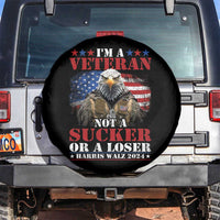 Harris Walz 2024 Spare Tire Cover I'm A Veteran Not A Sucker Or A Loser Eagle American Flag