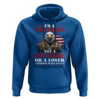 Harris Walz 2024 Hoodie I'm A Veteran Not A Sucker Or A Loser Eagle American Flag - Wonder Print Shop