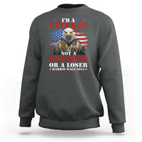 Harris Walz 2024 Sweatshirt I'm A Veteran Not A Sucker Or A Loser Eagle American Flag - Wonder Print Shop