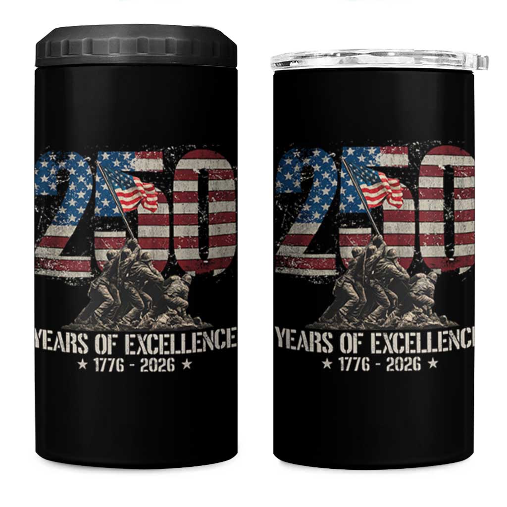 250 Years Of Excellence 4 in 1 Can Cooler Tumbler 250th American Anniversary Independence Day - Wonder Print Shop