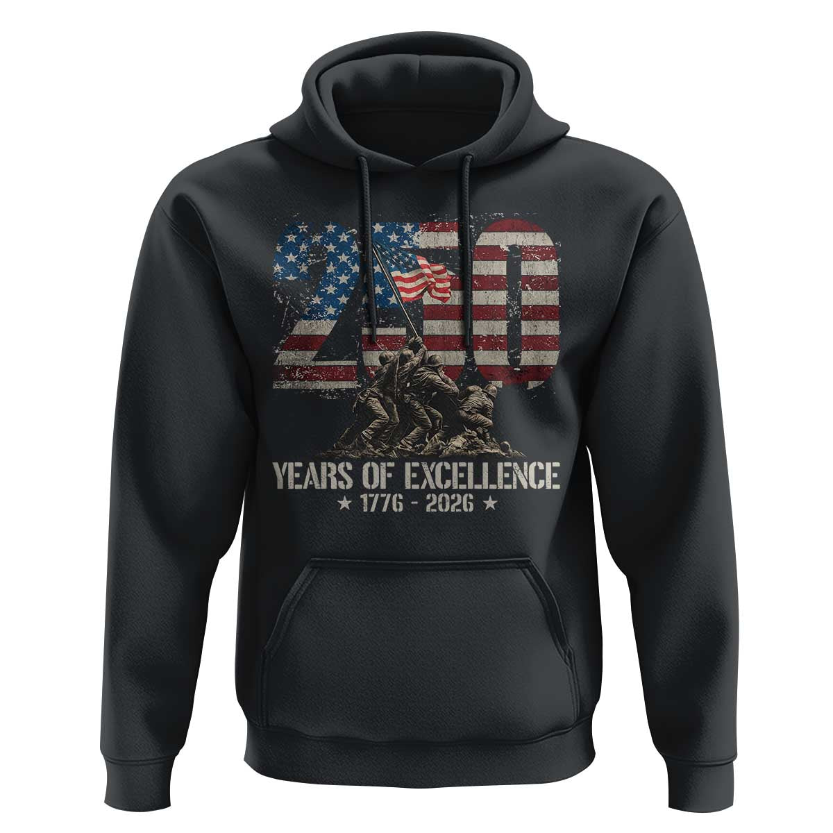 250 Years Of Excellence Hoodie 250th American Anniversary Independence Day - Wonder Print Shop