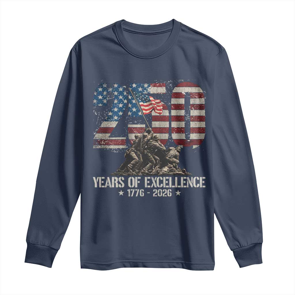 250 Years Of Excellence Long Sleeve Shirt 250th American Anniversary Independence Day - Wonder Print Shop