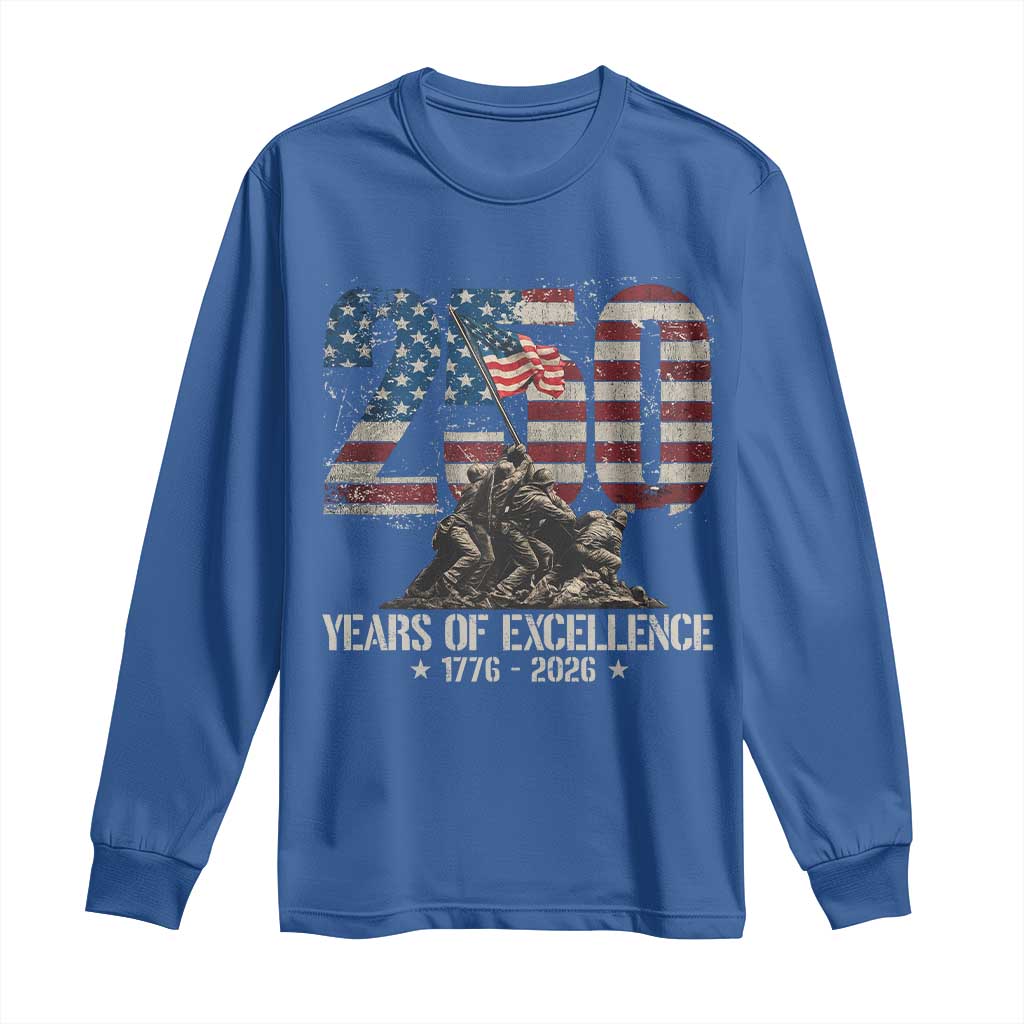 250 Years Of Excellence Long Sleeve Shirt 250th American Anniversary Independence Day - Wonder Print Shop