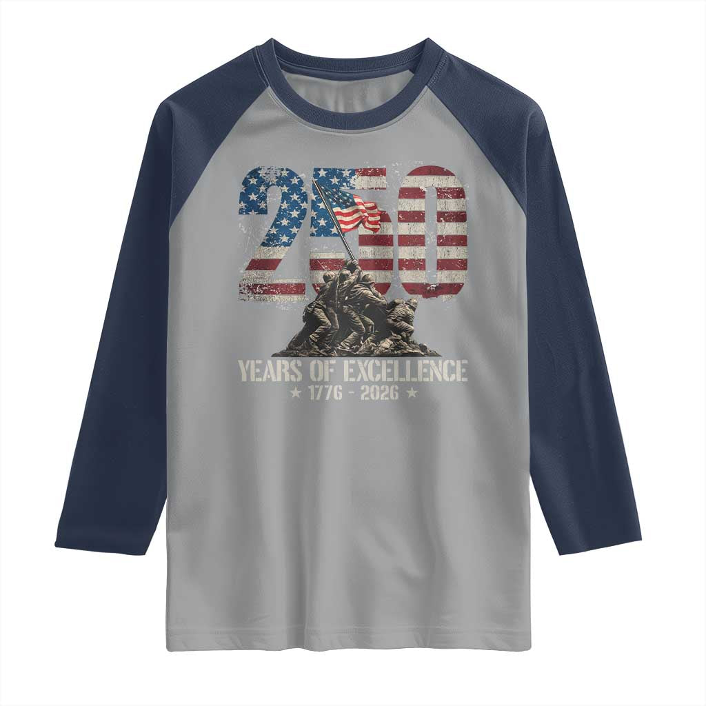 250 Years Of Excellence Raglan Shirt 250th American Anniversary Independence Day - Wonder Print Shop