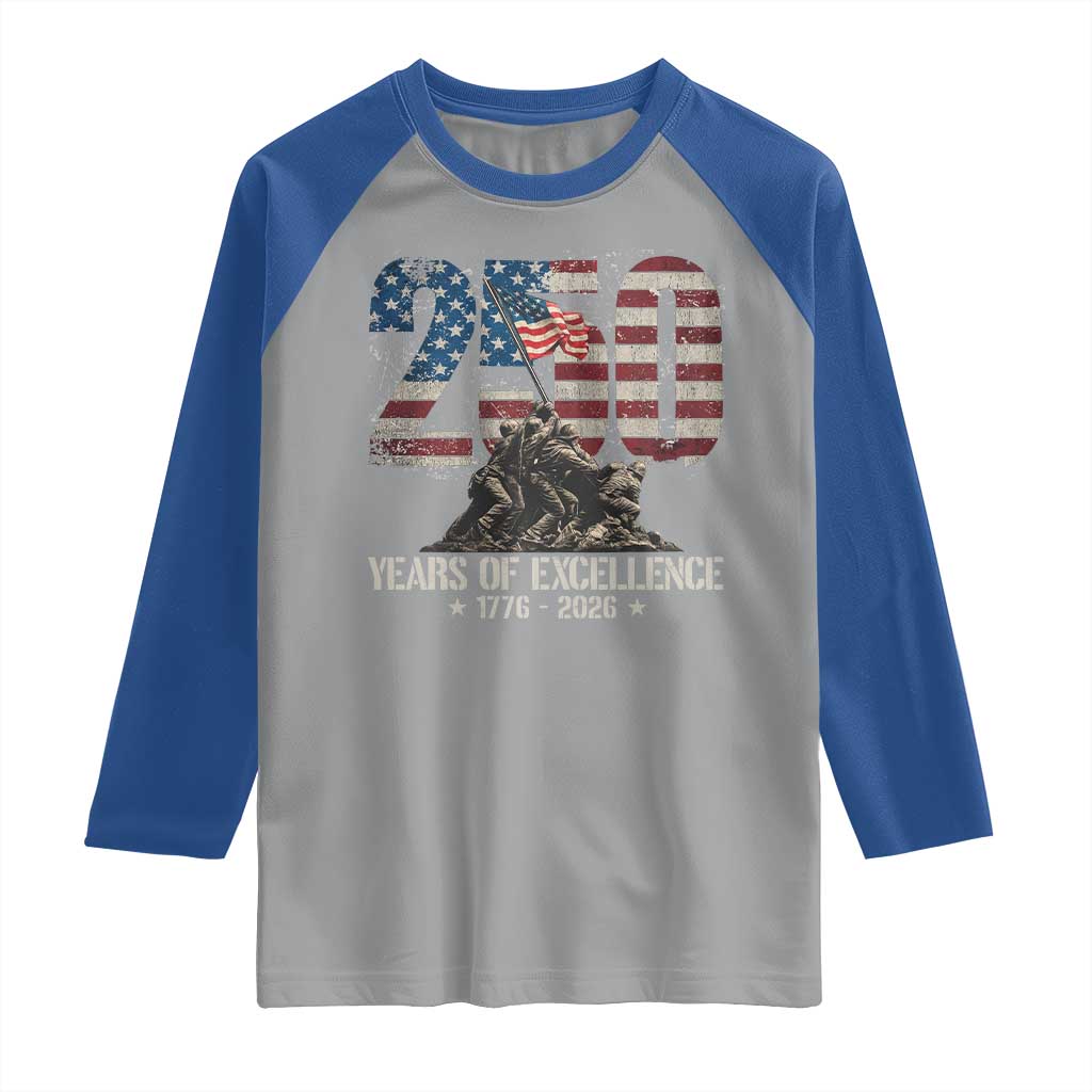 250 Years Of Excellence Raglan Shirt 250th American Anniversary Independence Day - Wonder Print Shop