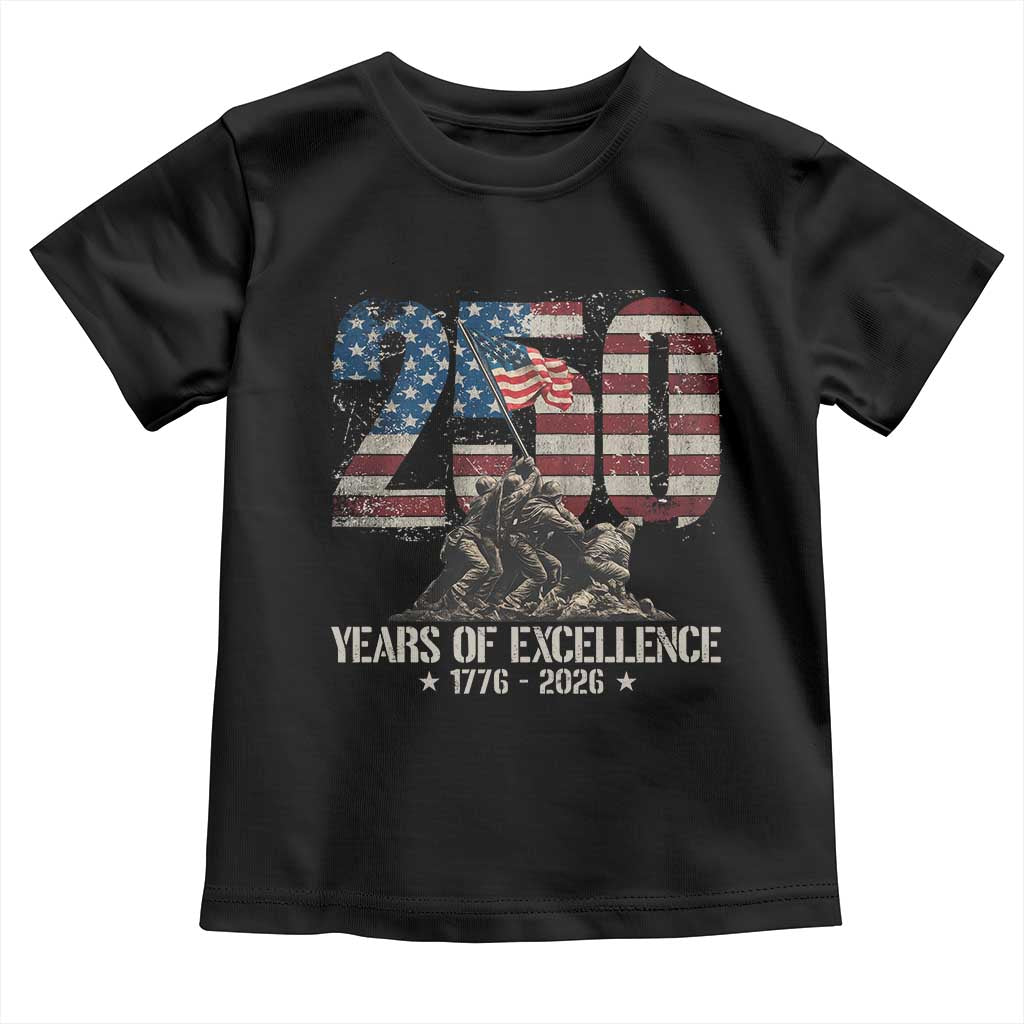 250 Years Of Excellence Toddler T Shirt 250th American Anniversary Independence Day - Wonder Print Shop
