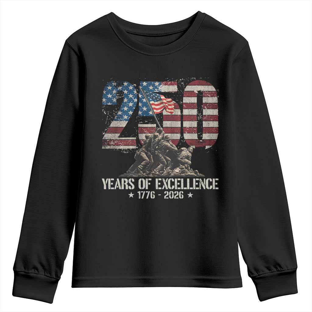 250 Years Of Excellence Youth Sweatshirt 250th American Anniversary Independence Day - Wonder Print Shop