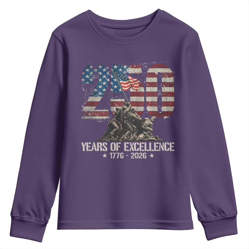 250 Years Of Excellence Youth Sweatshirt 250th American Anniversary Independence Day - Wonder Print Shop