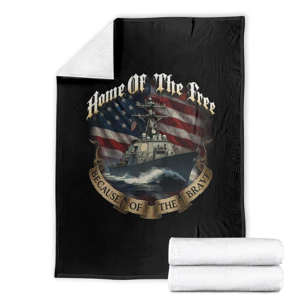 Navy Veteran Throw Blanket Home Of The Free Because Of The Brave American Flag - Wonder Print Shop