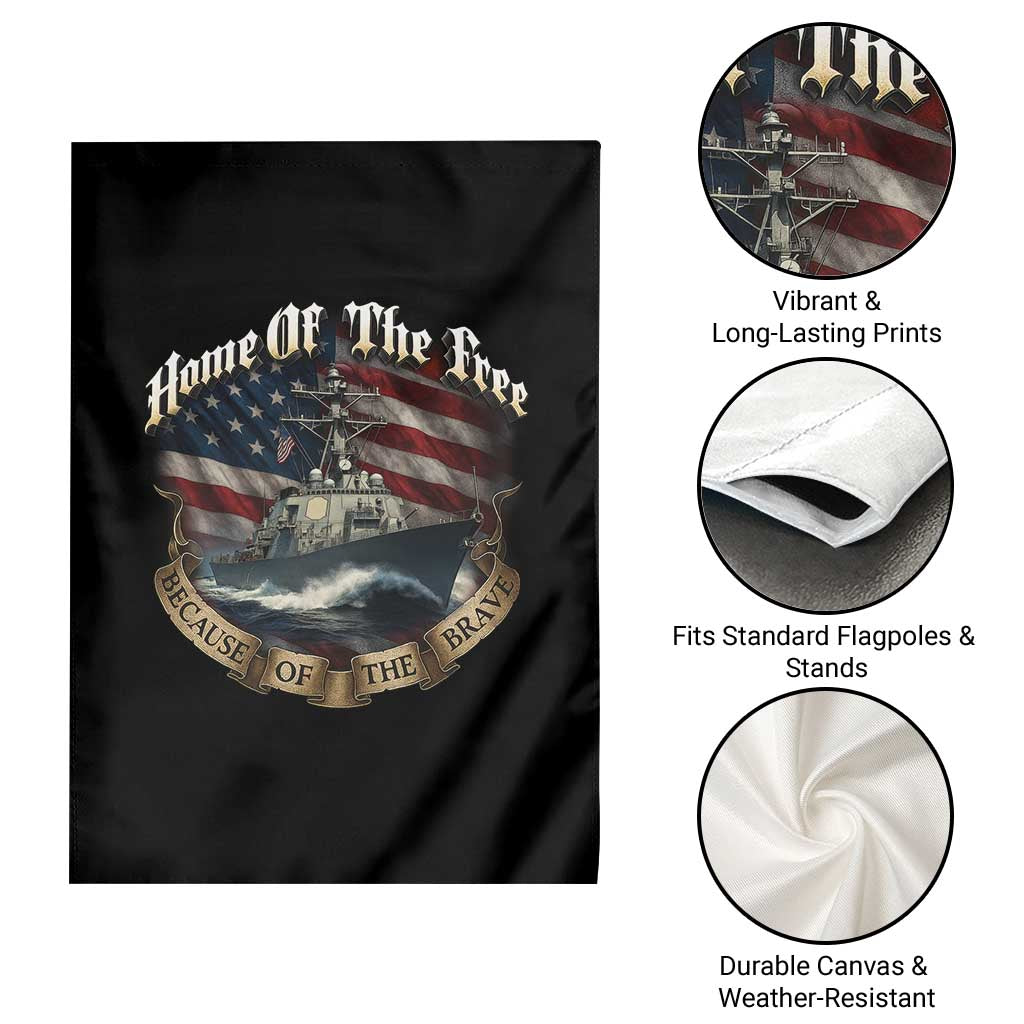 Navy Veteran Garden Flag Home Of The Free Because Of The Brave American Flag - Wonder Print Shop