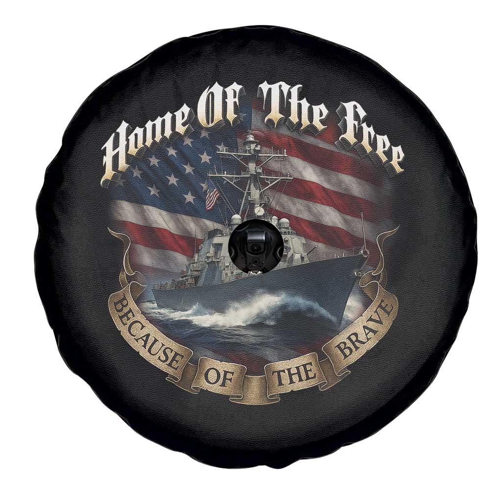 Navy Veteran Spare Tire Cover Home Of The Free Because Of The Brave American Flag - Wonder Print Shop