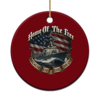 Navy Veteran Ceramic Ornament Home Of The Free Because Of The Brave American Flag - Wonder Print Shop