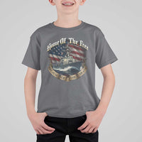 Navy Veteran T Shirt For Kid Home Of The Free Because Of The Brave American Flag - Wonder Print Shop