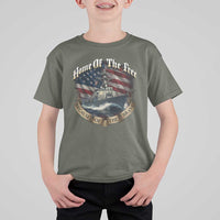 Navy Veteran T Shirt For Kid Home Of The Free Because Of The Brave American Flag - Wonder Print Shop
